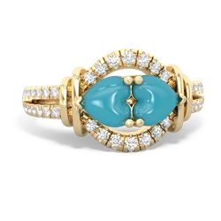 Turquoise Art-Deco Keepsake 14K Yellow Gold ring R5630