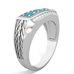 Alexandrite Three Stone Tire Tread Men's 14K White Gold ring R0520