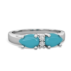 Turquoise Pear Bowtie 14K White Gold ring R0865