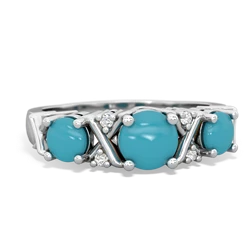 Turquoise Hugs And Kisses 14K White Gold ring R5016