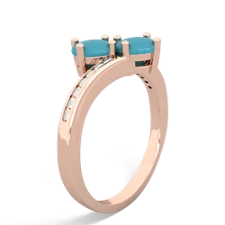 Turquoise Channel Set Two Stone 14K Rose Gold ring R5303