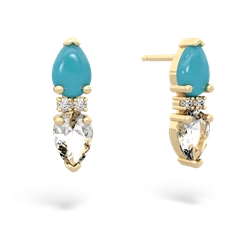 Turquoise Bowtie Drop 14K Yellow Gold earrings E0865