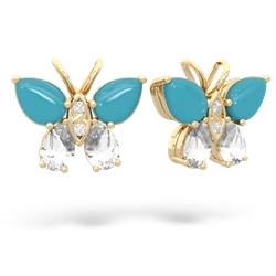 Turquoise Butterfly 14K Yellow Gold earrings E2215