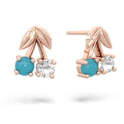 Turquoise Sweet Cherries 14K Rose Gold earrings E7001