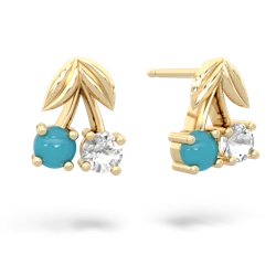 Turquoise Sweet Cherries 14K Yellow Gold earrings E7001