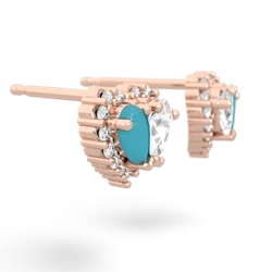 Turquoise Halo 14K Rose Gold earrings E7008