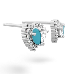 Turquoise Halo 14K White Gold earrings E7008