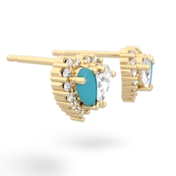 Turquoise Halo 14K Yellow Gold earrings E7008
