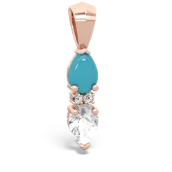 Turquoise Bowtie Drop 14K Rose Gold pendant P0865