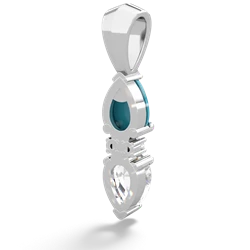 Turquoise Bowtie Drop 14K White Gold pendant P0865