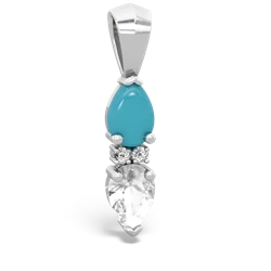 Turquoise Bowtie Drop 14K White Gold pendant P0865