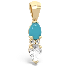Turquoise Bowtie Drop 14K Yellow Gold pendant P0865