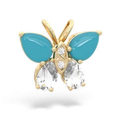 Turquoise Butterfly 14K Yellow Gold pendant P2215