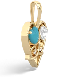 Turquoise Celtic Trinity Heart 14K Yellow Gold pendant P5331