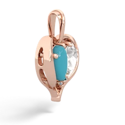 Turquoise Two Become One 14K Rose Gold pendant P5330