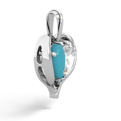 Turquoise Two Become One 14K White Gold pendant P5330