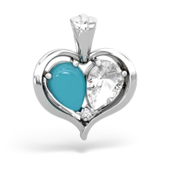 Turquoise Two Become One 14K White Gold pendant P5330