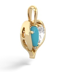 Turquoise Two Become One 14K Yellow Gold pendant P5330