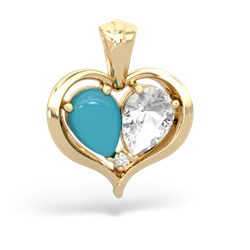 Turquoise Two Become One 14K Yellow Gold pendant P5330