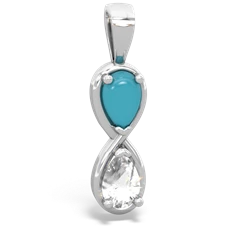 Turquoise Infinity 14K White Gold pendant P5050