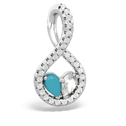 Turquoise Pave Twist 'One Heart' 14K White Gold pendant P5360