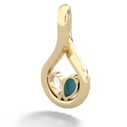 Turquoise Pave Twist 'One Heart' 14K Yellow Gold pendant P5360