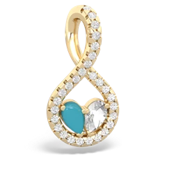 Turquoise Pave Twist 'One Heart' 14K Yellow Gold pendant P5360