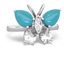 Turquoise Butterfly 14K White Gold ring R2215