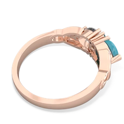 Turquoise Celtic Knot Double Heart 14K Rose Gold ring R5040