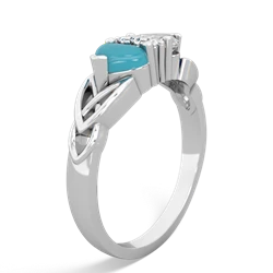 Turquoise Celtic Knot Double Heart 14K White Gold ring R5040