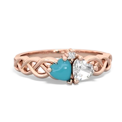 Turquoise Heart To Heart Braid 14K Rose Gold ring R5870