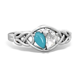 Turquoise Celtic Love Knot 14K White Gold ring R5420