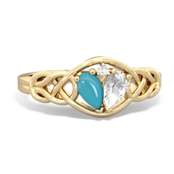 Turquoise Celtic Love Knot 14K Yellow Gold ring R5420