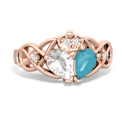 Turquoise 'One Heart' Celtic Knot Claddagh 14K Rose Gold ring R5322