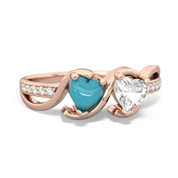 Turquoise Side By Side 14K Rose Gold ring R3090