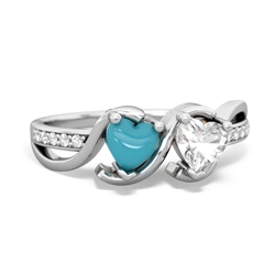 Turquoise Side By Side 14K White Gold ring R3090