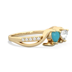 Turquoise Side By Side 14K Yellow Gold ring R3090