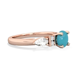 Turquoise 6Mm Round Eternal Embrace Engagement 14K Rose Gold ring R2005