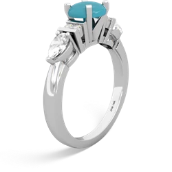 Turquoise 6Mm Round Eternal Embrace Engagement 14K White Gold ring R2005