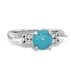 Turquoise 6Mm Round Eternal Embrace Engagement 14K White Gold ring R2005