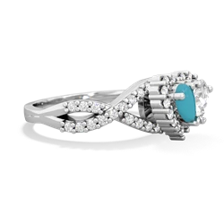 Turquoise Diamond Twist 'One Heart' 14K White Gold ring R2640HRT