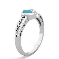 Turquoise Filligree 'One Heart' 14K White Gold ring R5070