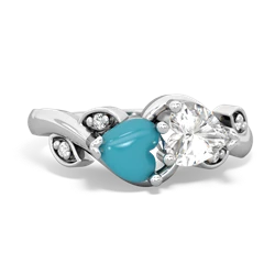 Turquoise Floral Elegance 14K White Gold ring R5790