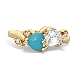 Turquoise Floral Elegance 14K Yellow Gold ring R5790