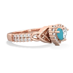 Turquoise Celtic Knot Two Hearts As One 14K Rose Gold ring R2644HRT