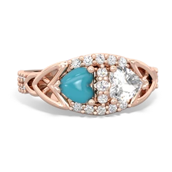 Turquoise Sparkling Celtic Knot 14K Rose Gold ring R2645