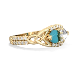 Turquoise Sparkling Celtic Knot 14K Yellow Gold ring R2645