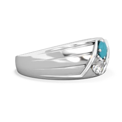 Turquoise Men's Streamline 14K White Gold ring R0460