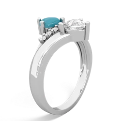 Turquoise Heart To Heart 14K White Gold ring R2064