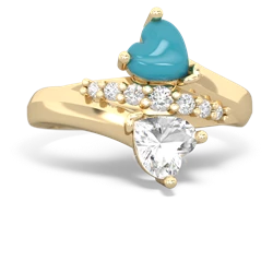 Turquoise Heart To Heart 14K Yellow Gold ring R2064